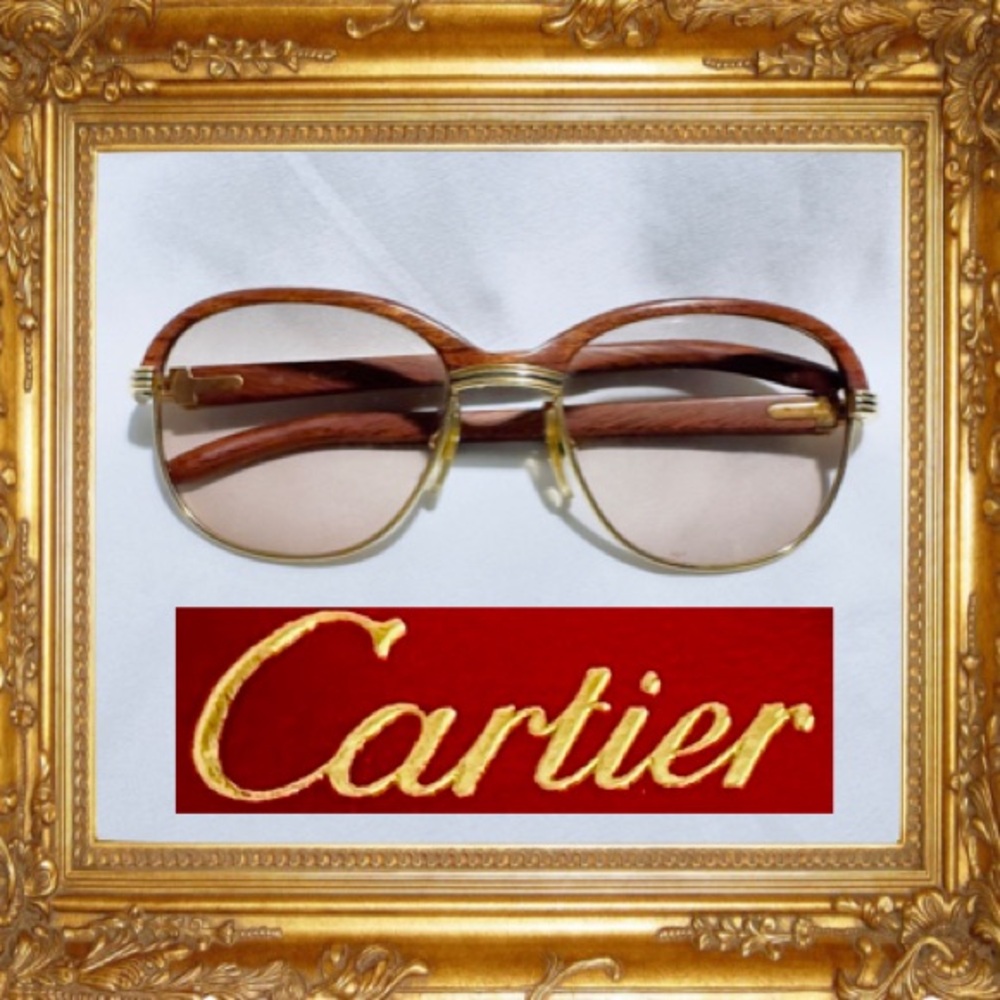 CARTIER Malmaison Palisander (African Bubinga Rosewood) Sunglasses 1990s